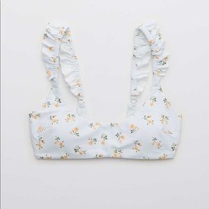 Aerie Printed Ruffle Scoop Bikini Top